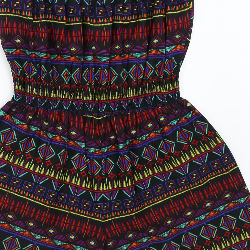 Ocean Club Womens Black Geometric  Playsuit One-Piece Size 8