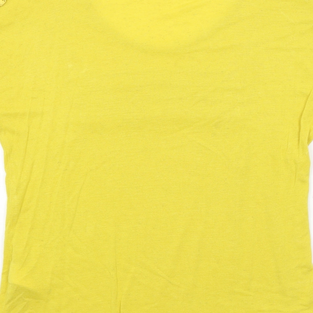 Womens UK Size 10 Per Una Yellow Basic T-Shirt