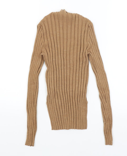 Womens UK Size 8 Topshop Brown Basic T-Shirt