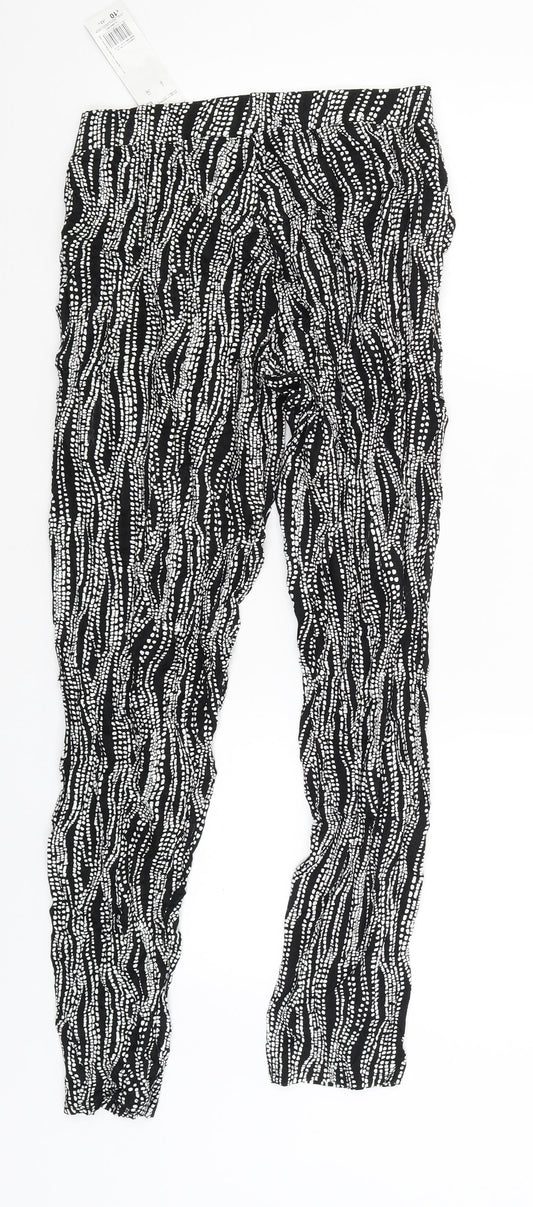 F&F Womens Black Striped Jogger Trousers Size 8 L26 in