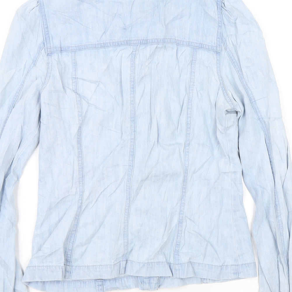 Womens UK Size 8 Miss Selfridge Blue Basic Button-Up