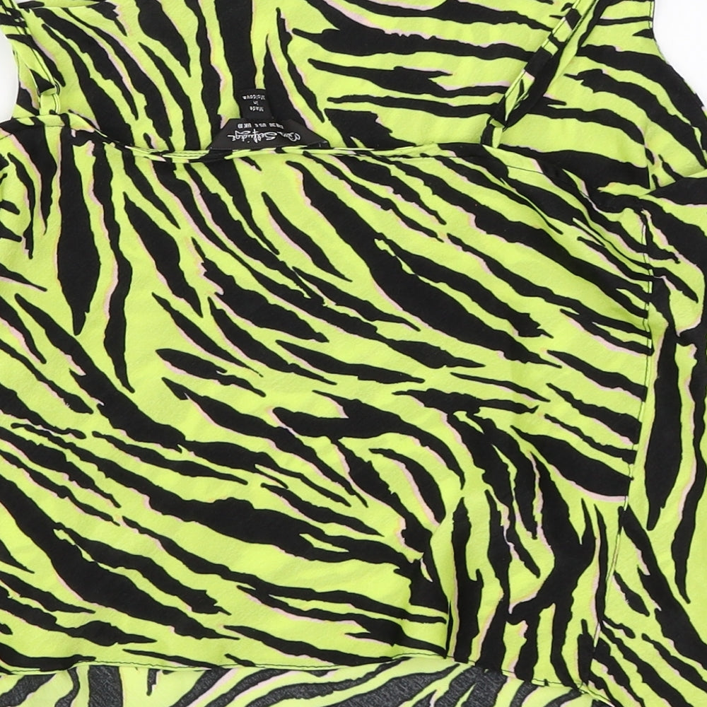 Miss Selfridge Womens Green Animal Print Basic Blouse Size 10