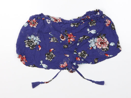 Primark Womens Blue Floral Hot Pants Shorts Size 10