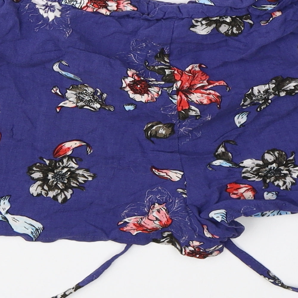 Primark Womens Blue Floral Hot Pants Shorts Size 10