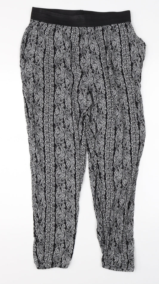 Select Womens Black Plaid Capri Trousers Size 12 L24 in