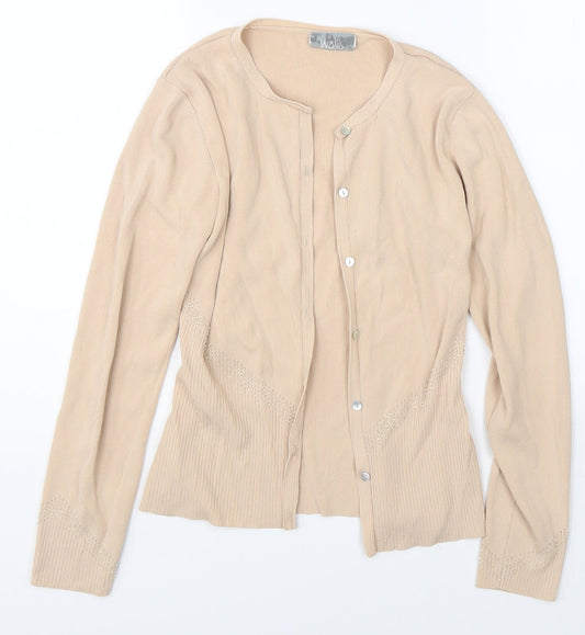 Womens UK Size 10 Wallis Beige Cardigan Jumper