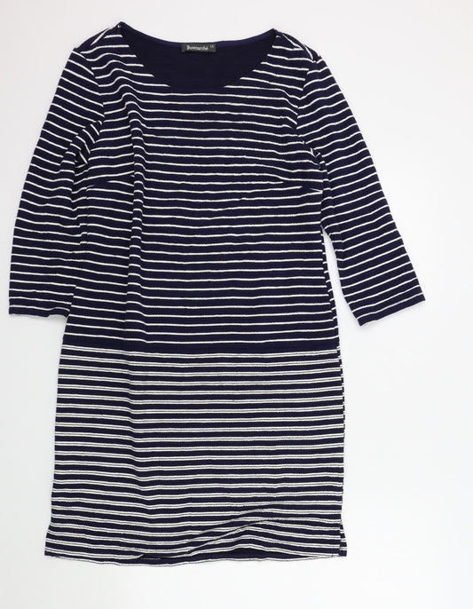 Bonmarché Womens Blue Striped A-Line Size 12