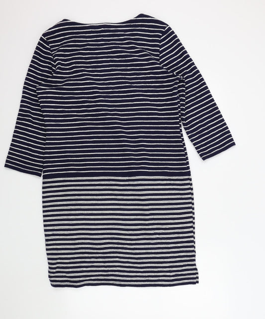 Bonmarché Womens Blue Striped A-Line Size 12
