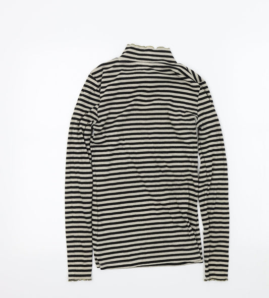 F&F Womens Black Striped Basic T-Shirt Size 6