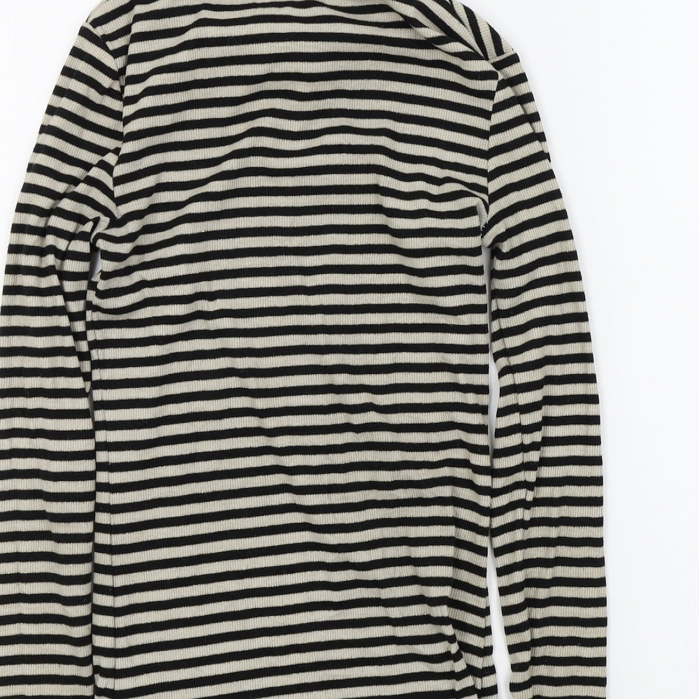 F&F Womens Black Striped Basic T-Shirt Size 6