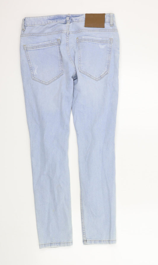 denim&co Womens Blue Houndstooth Skinny Jeans Size 30 L28 in - DISTRESSED