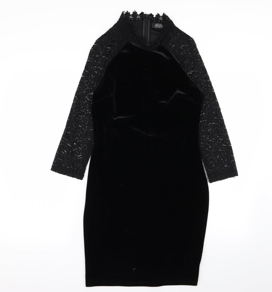 Girls On Film Womens Black Floral A-Line Size 10