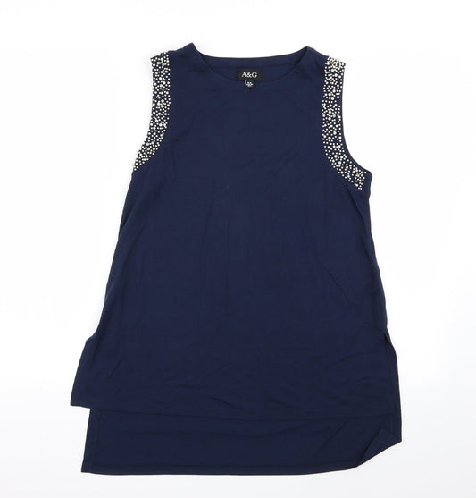 Womens UK Size 10 A&G Blue Basic Tank