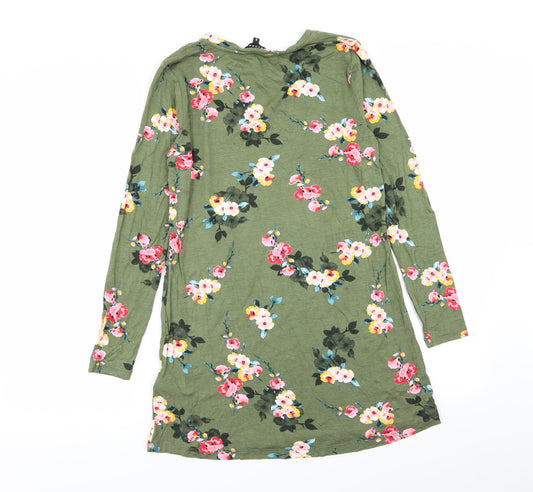 Peacocks Womens Green Floral T-Shirt Dress Size 8