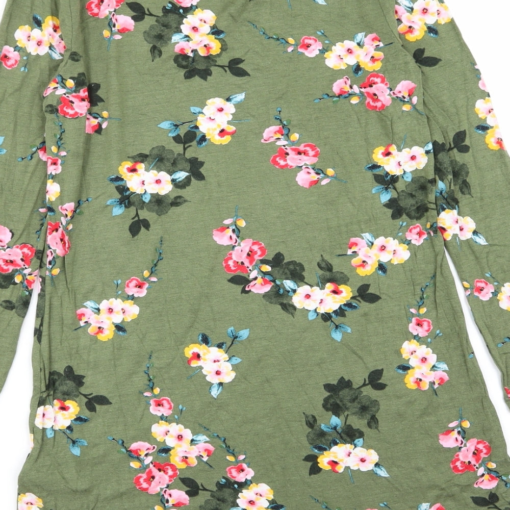 Peacocks Womens Green Floral T-Shirt Dress Size 8
