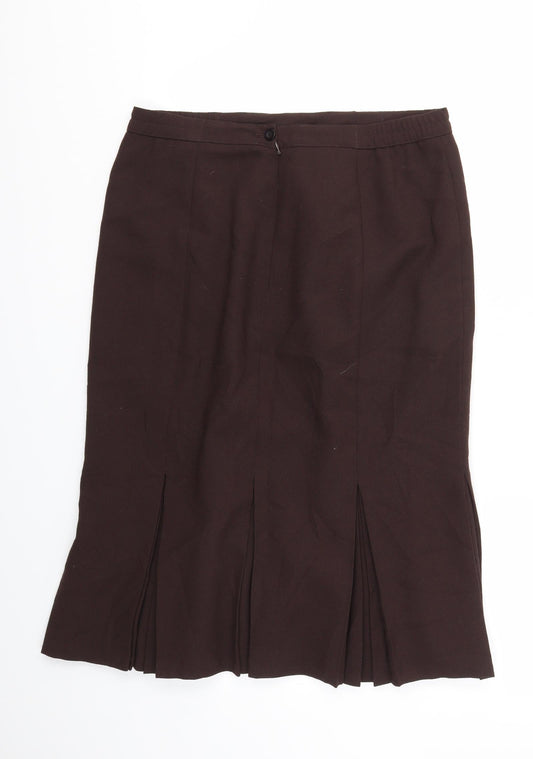 Preworn Womens Brown Houndstooth Flare Skirt Size 16