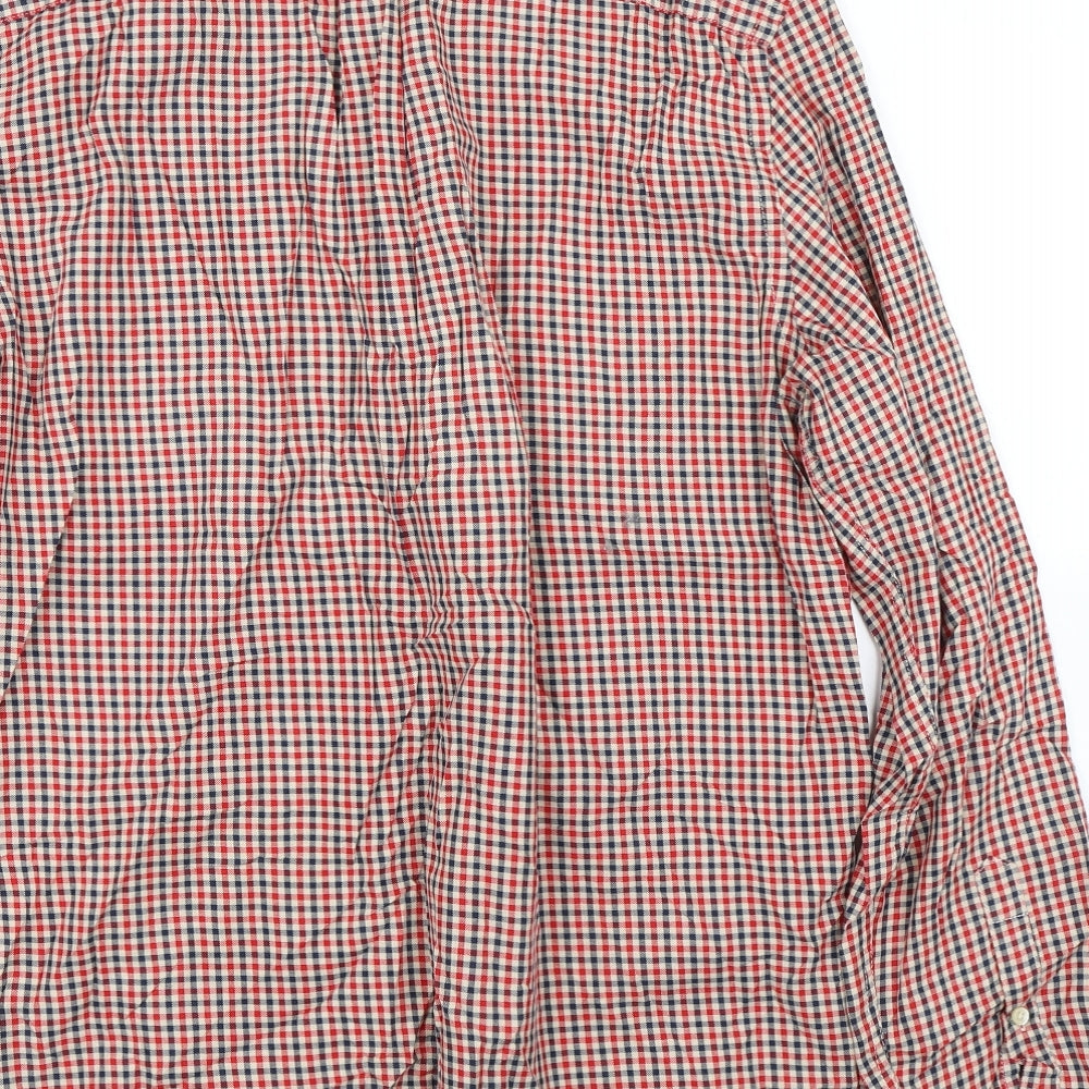 Mens UK Size M H&M Red Button-Up Long Sleeve Casual Shirt