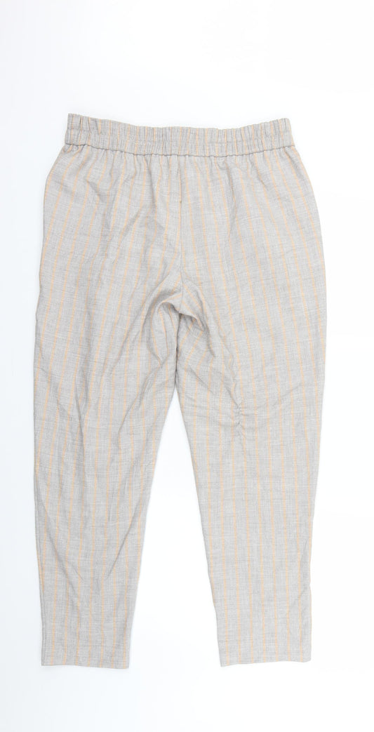TU Womens Beige Striped Trousers Size 14 L24 in