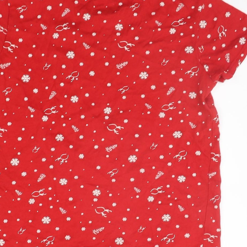 Primark Womens Red Geometric Basic T-Shirt Size 8