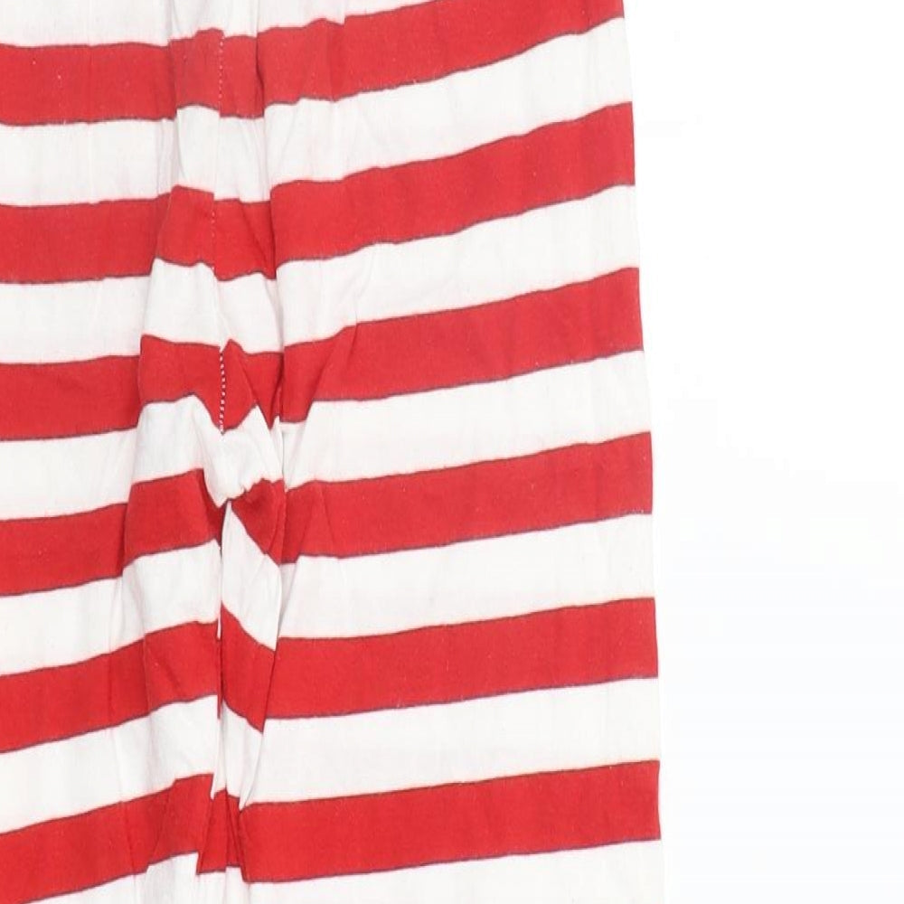 Primark Girls Red Striped Top Pyjama Pants Size 9-10 Years - Elastic Waist Band