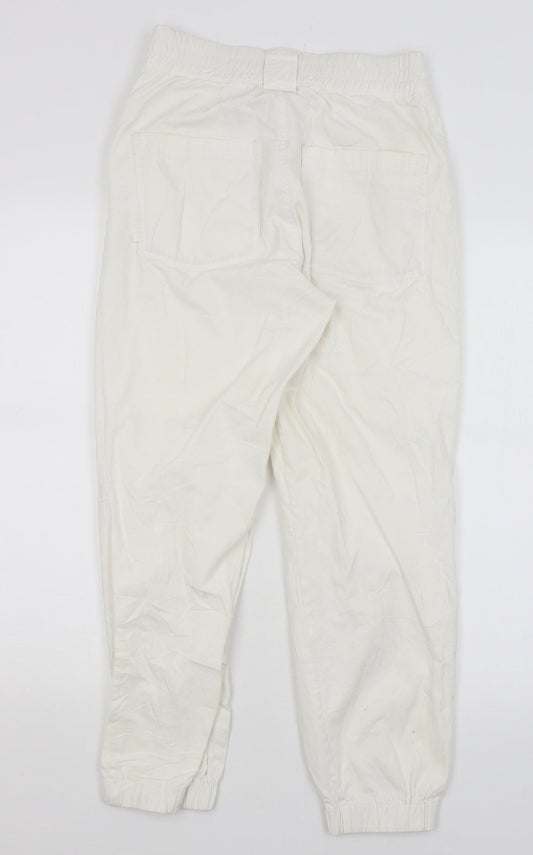 Womens UK Size S Astradivarius Regular Fit Capri White Trousers
