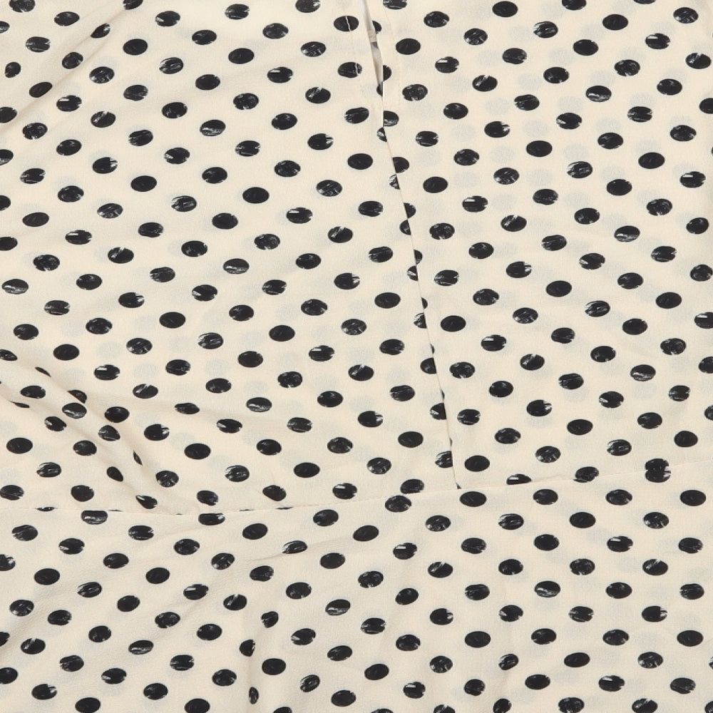 Boohoo Womens Beige Polka Dot Chiffon Basic Blouse Size 8