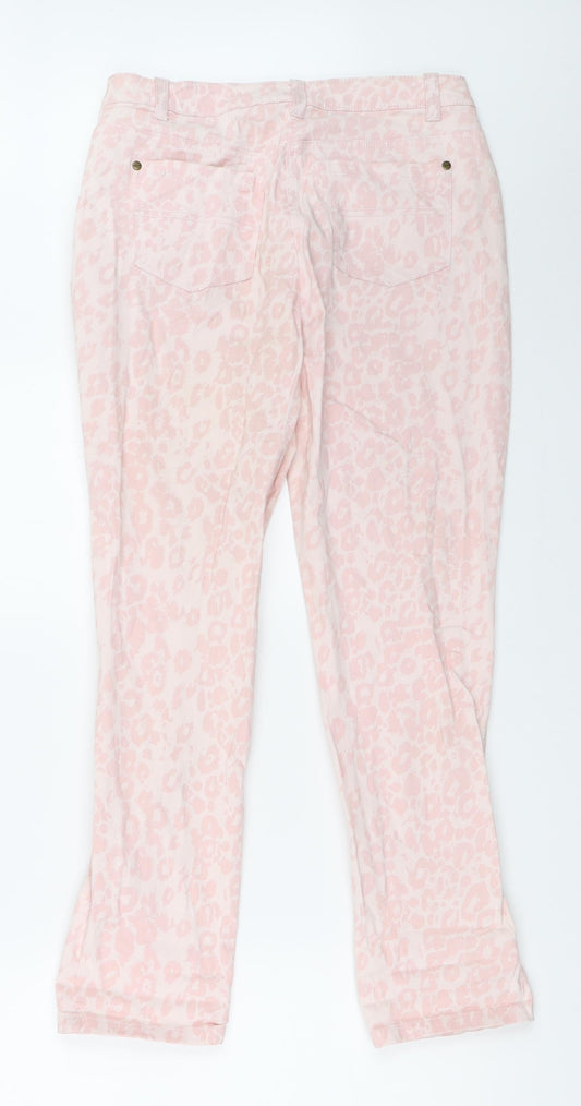 F&F Womens Pink Animal Print Capri Jeans Size 10 L27 in