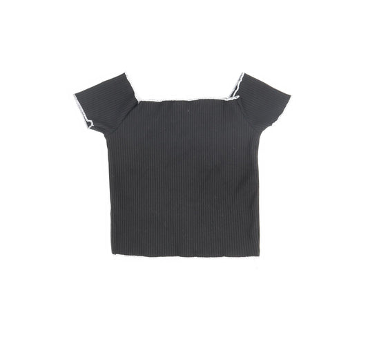 Primark Womens Black Cropped T-Shirt Size 10