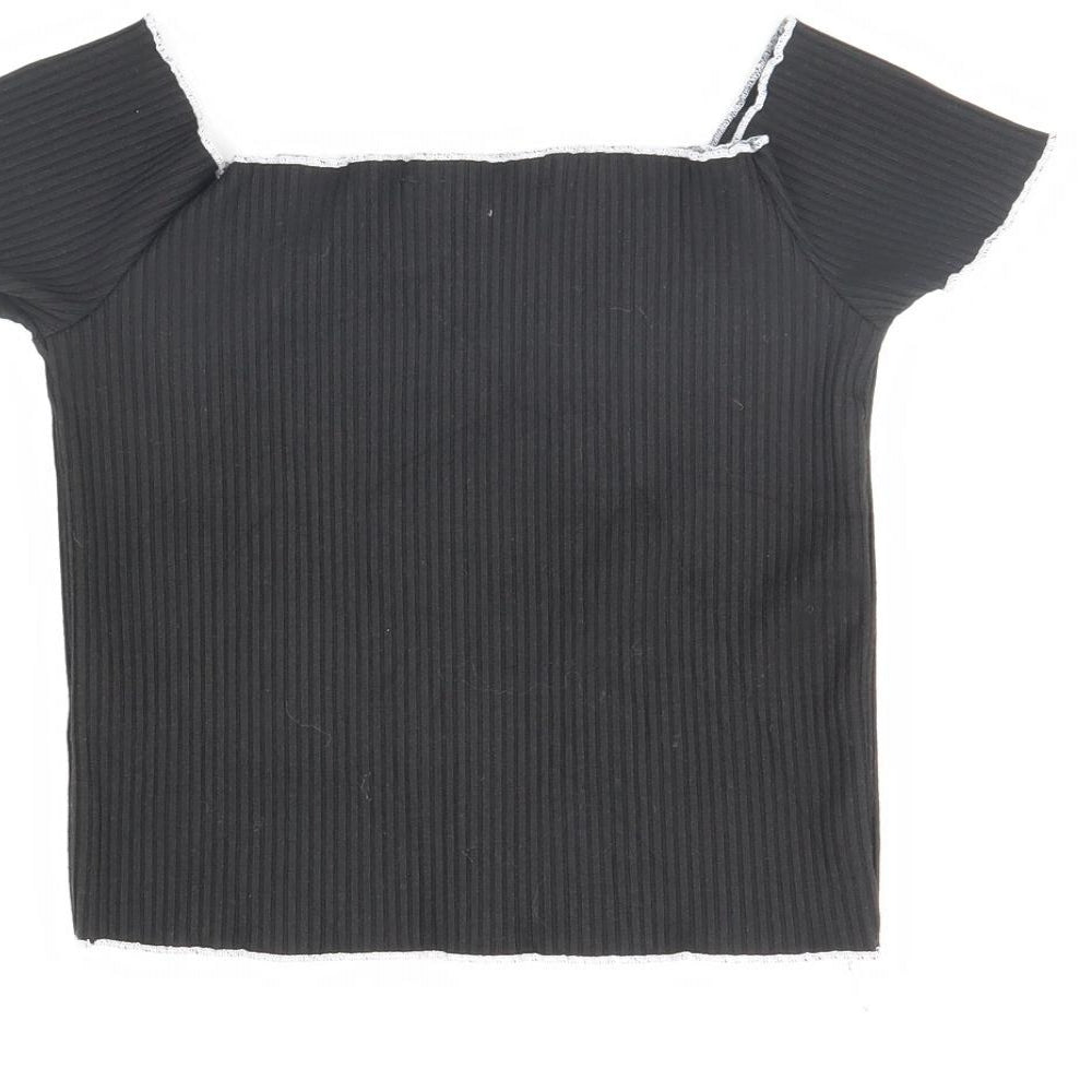 Primark Womens Black Cropped T-Shirt Size 10