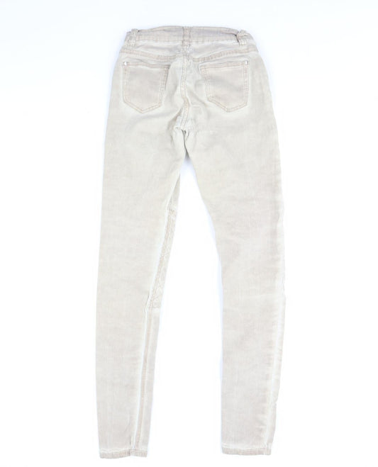 Womens UK Size 8 Preworn Regular Fit Skinny Beige Jeans