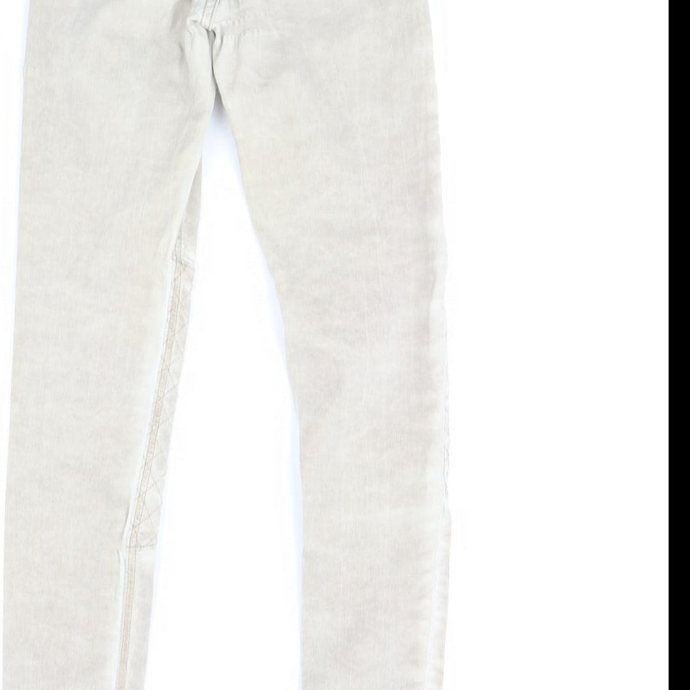 Womens UK Size 8 Preworn Regular Fit Skinny Beige Jeans