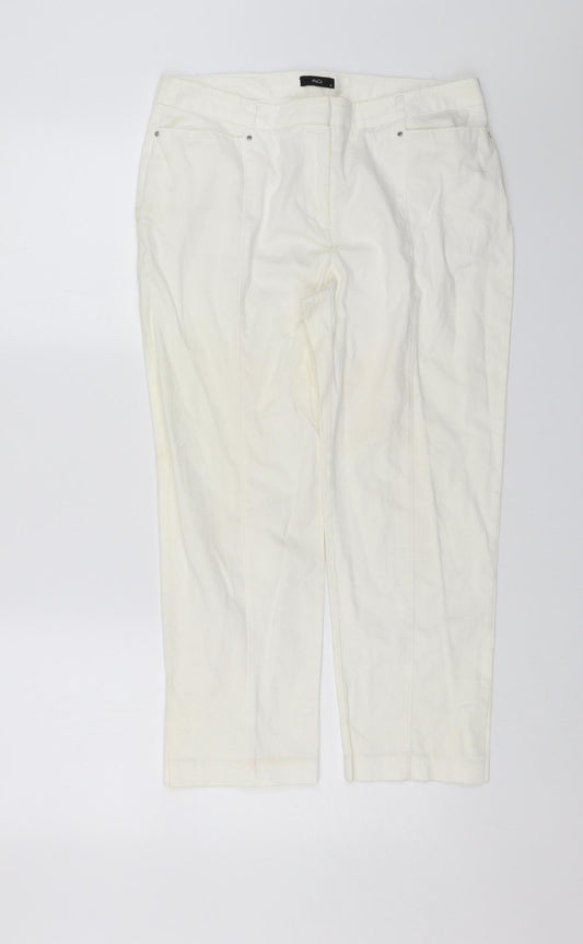 Womens UK Size 12 M&Co Regular Fit Chino White Trousers