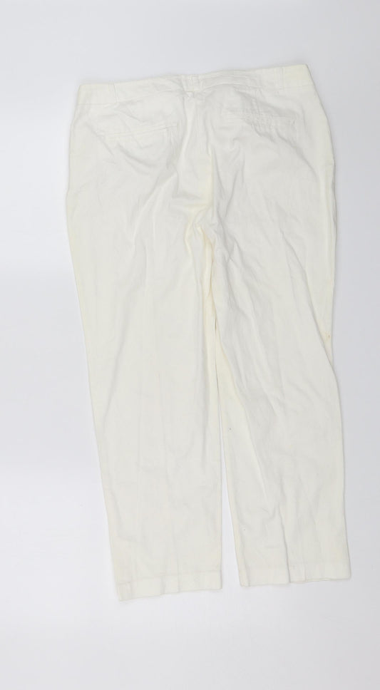 Womens UK Size 12 M&Co Regular Fit Chino White Trousers