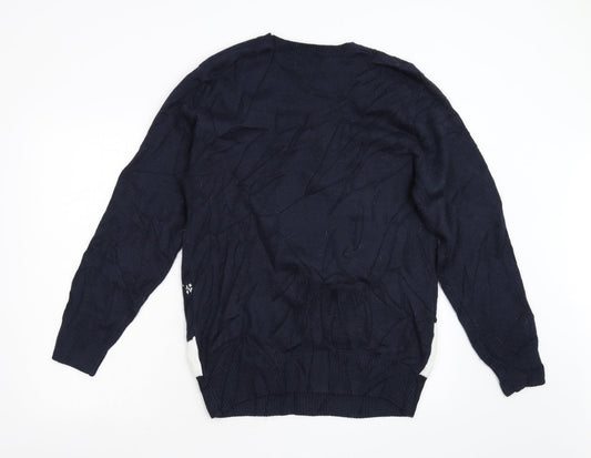 George Mens Blue Knit Pullover Jumper - Christmas