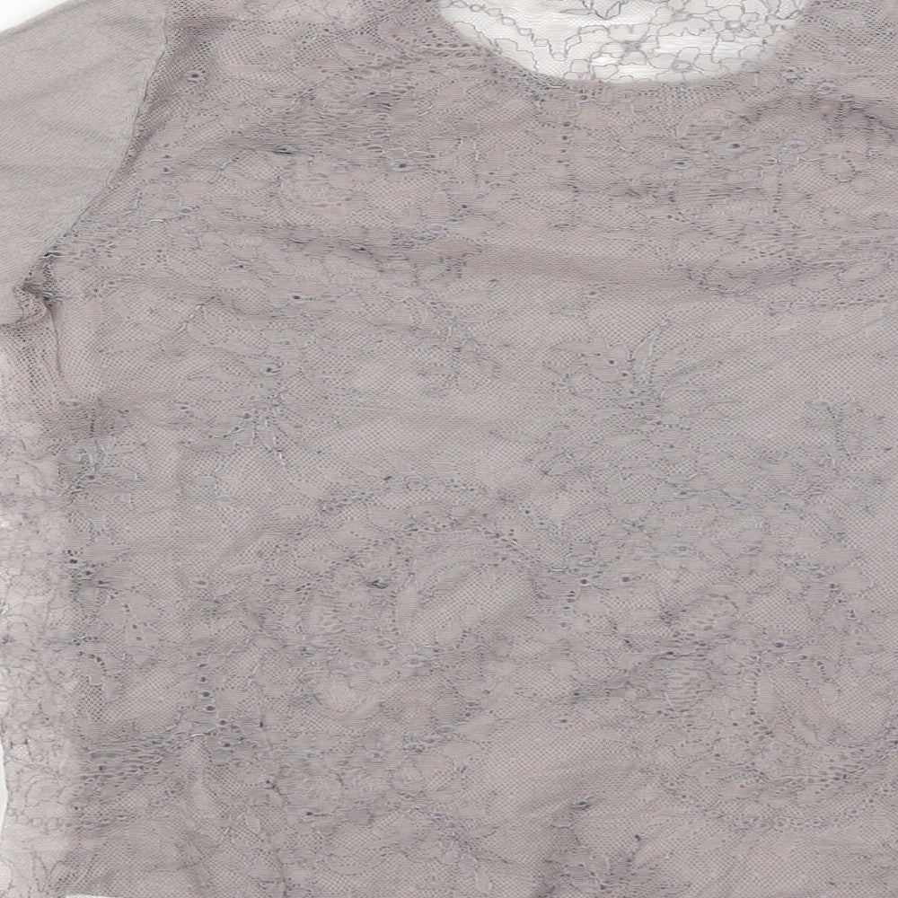 Womens UK Size 10 Topshop Grey Basic Blouse