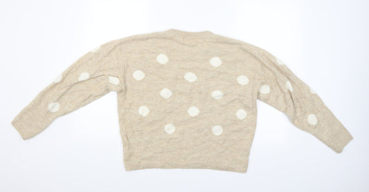 H&M Womens Beige Pullover Jumper Size M - Spotted pattern
