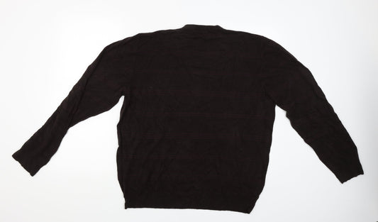 Marks and Spencer Mens Brown Striped Pullover Jumper Size 2XL