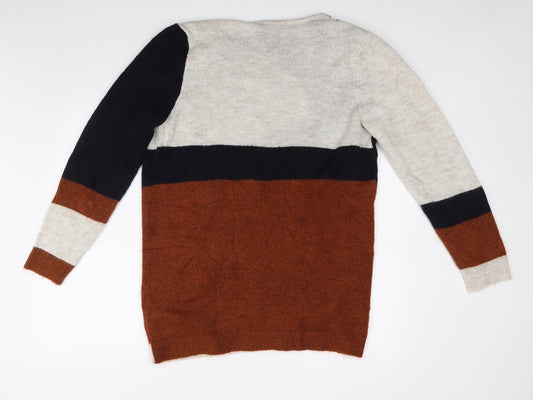 Evans Womens Brown Striped Wrap Jumper Size 16