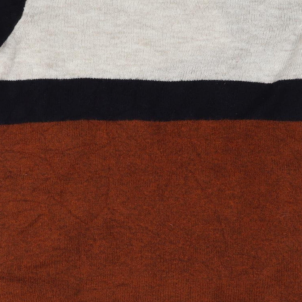 Evans Womens Brown Striped Wrap Jumper Size 16
