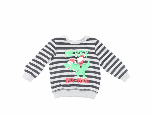 Mini Rebel Boys Multicoloured Striped Pullover Jumper Size 18-24 Months - Christmas jumper