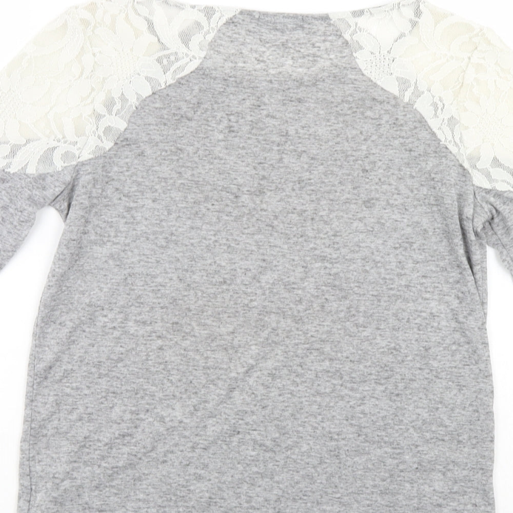 F&F Womens Grey Floral Pullover Jumper Size 8