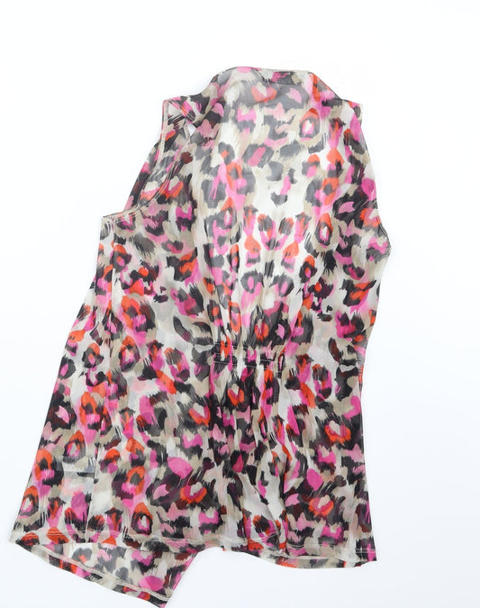 George Womens Pink Geometric Mesh Jacket Size 12