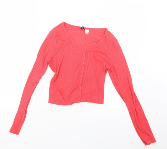 Womens UK Size S Divided by H&M Pink Basic Button-Up