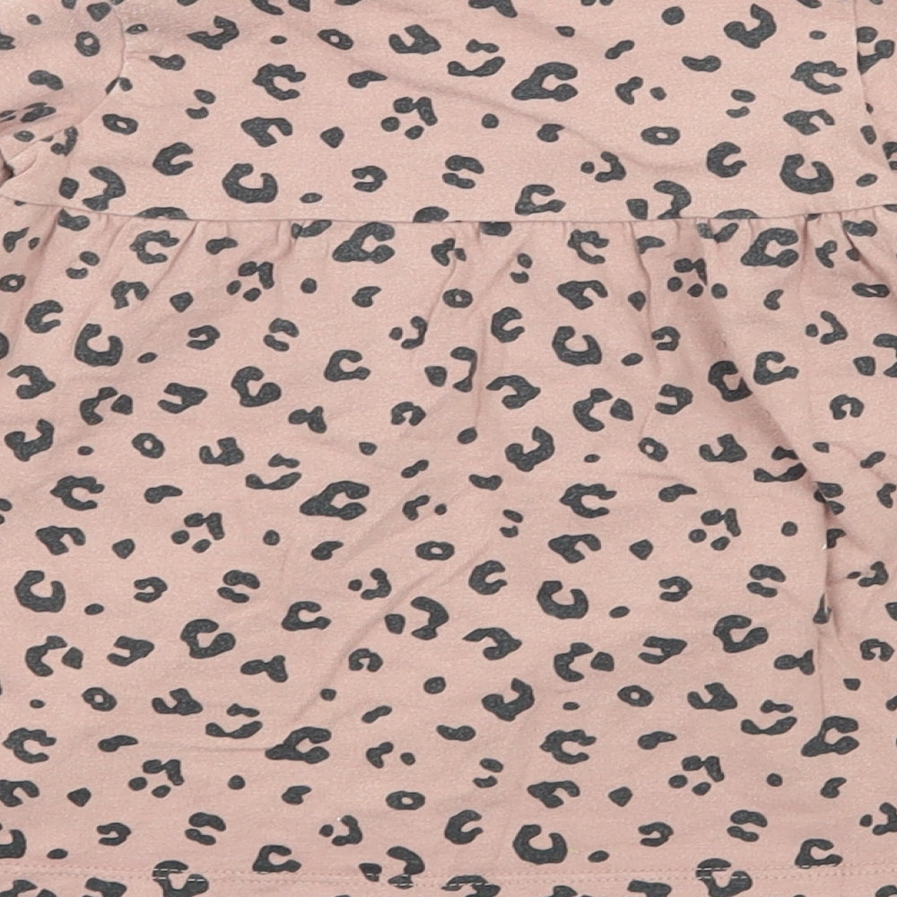 F&F Girls Pink Animal Print Jersey T-Shirt Dress Size 3-6 Months