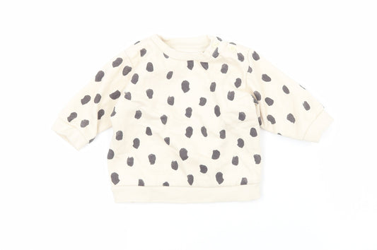 &S Baby Beige Polka Dot Jersey Pullover Jumper Size 3-6 Months