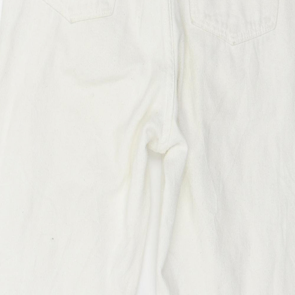 Womens UK Size S Preworn Regular Fit Mom White Jeans