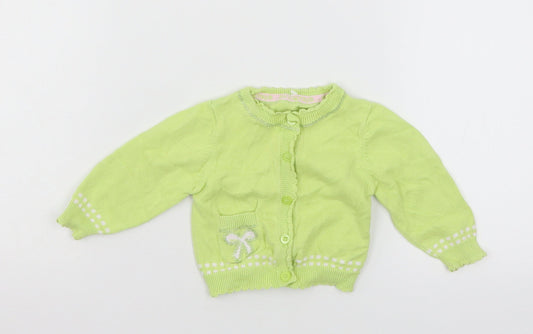 Marks and Spencer Girls Green Knit Cardigan Jumper Size 3-6 Months