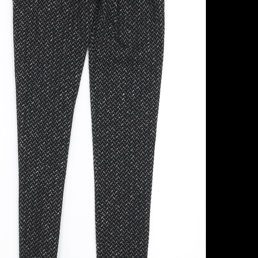 Pologarage Womens Black Herringbone Trousers Size 26 in L29 in
