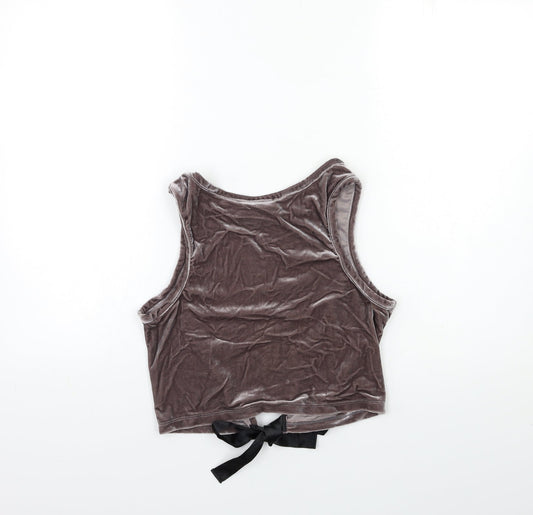 SheIn Womens Grey Velour Basic Tank Size S
