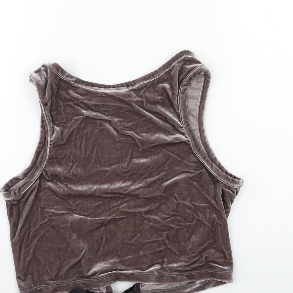 SheIn Womens Grey Velour Basic Tank Size S